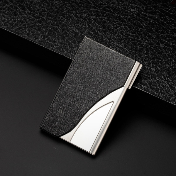 Free shipping New Women And Men Business ID Credit Card Holder Fashion Brand Metal Aluminum Card Holder PU Leather Porte Carte