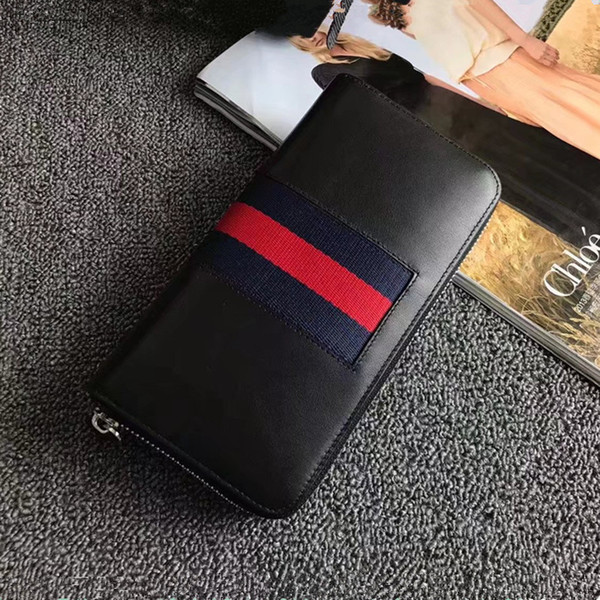 Fashion designer clutch Genuine leather wallet For men High Quality Phone Card Holder Handbag Wallet zipper Long Wallets with dust bag