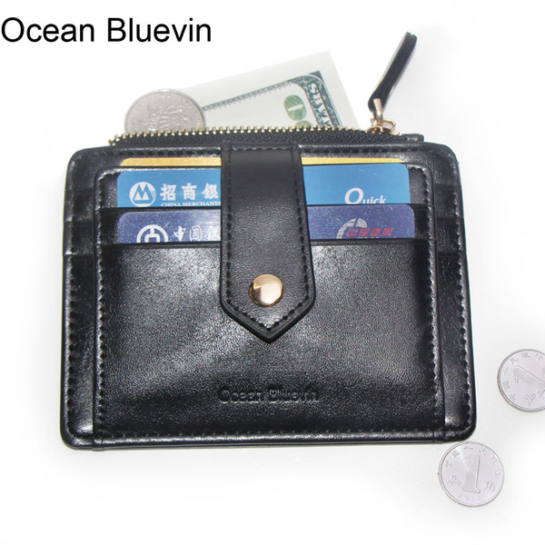 Ocean Bluevin Quality Men Driver License ID Holders Quality 2 Folds Lightweight Zipper Buckle Credit Card Holder coin pocket Cateira Wallet