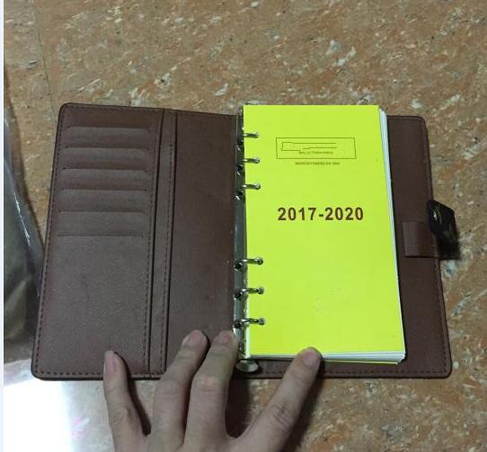 Famous Brand Agenda Luxury Brand Note BOOK Cover Leather Diary Leather with dustbag and box card Note books Hot Sale Style silver ring