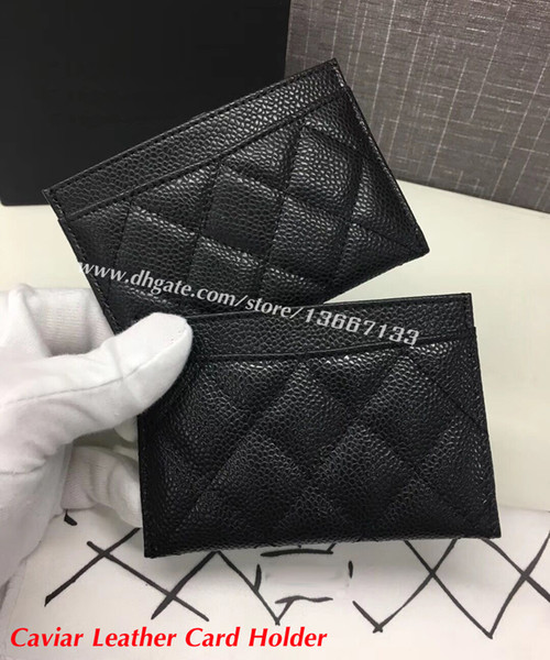 2018 Fashion Women's Card Holders Black Lambskin Mini Wallets Coin purse pocket Interior Slot Pocket Genuine Leather Camellia Card Holder