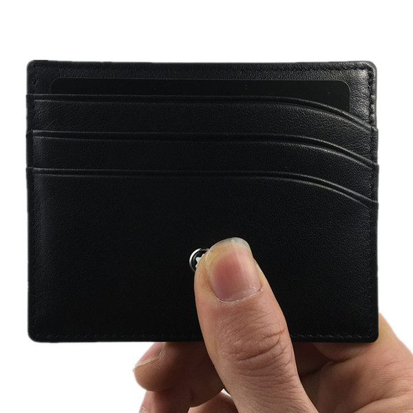 Classic Black Genuine Leather Credit Card Holder Wallet Luxury Brand MB ID Card Case for Man Fashion Thin Coin Purse Pocket Bag Slim Wallets