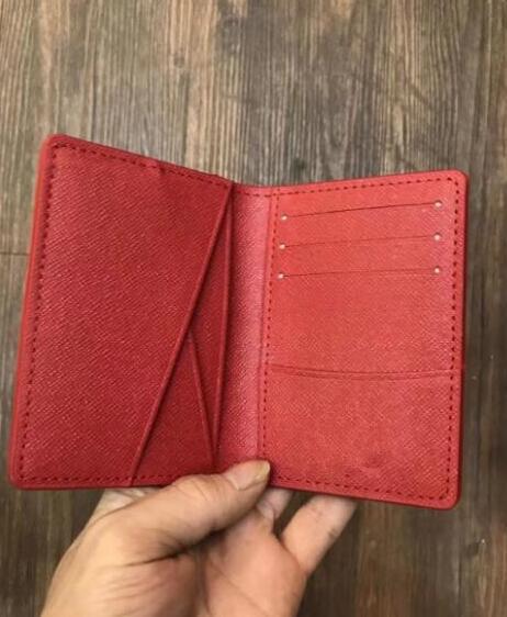 Excellent Quality Pocket Organizer NM damier red men and women Real leather passport wallets card holder N63144 purse id wallet bifold bags