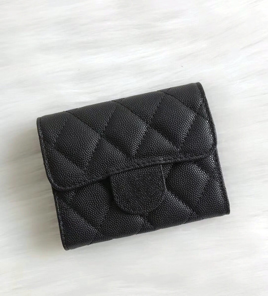 2018 Fashion Design Short Wallet Genuine Leather Lambskin two Fold Wallets Card Holder Coin Pouch With Box good price