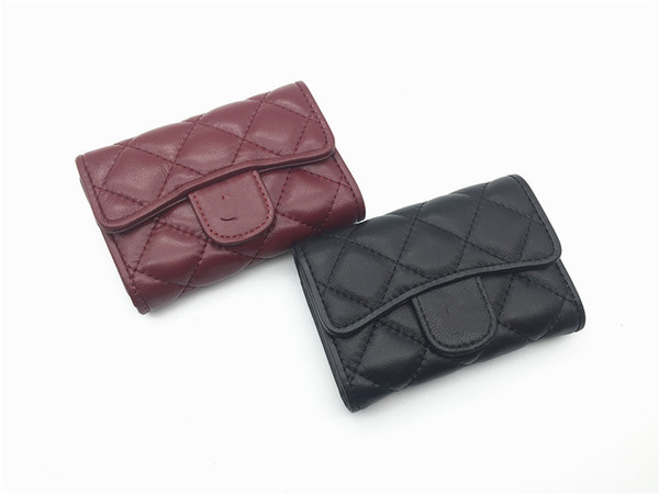 New Luxury Fashion Classic small Clutch Bags Leather Card Holders for women credit card holders short wallet caviar coin purses for lady