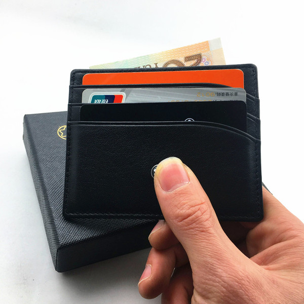 Male Genuine Leather Famous Designer Credit Card Holder Wallet Classic Black Men Slim Fashion ID Card Case 2017 New Arrivals Mini Pocket Bag