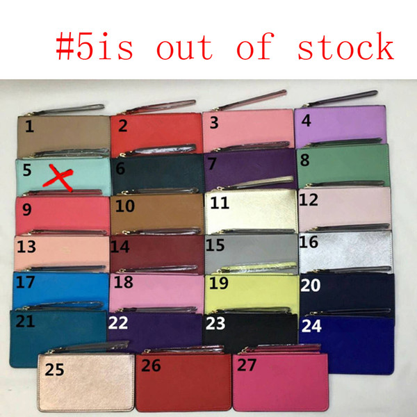 Brand New leather wallets wristlet women purses clutch bags zipper wristlets 27 colors