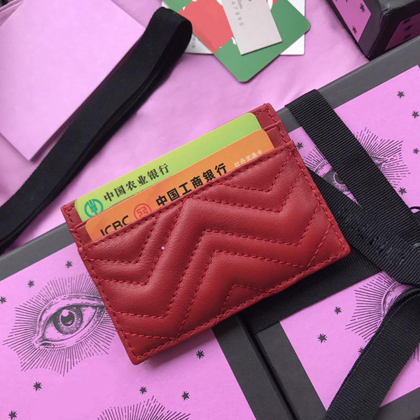 Top quality Logo designer women card holder real Leather square wallet luxury leather purse card holders for men with vase box