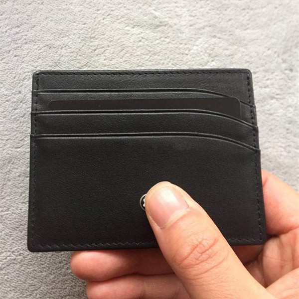 Classic Black Leather Brand MB ID Card Case Luxury ID Card Case for Man Business Fashion Thin Coin Purse Pocket Bag Slim Wallets