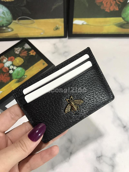 Original quality card holder men Real leather Classic Style wallets with snake and bee Money purse wallet bags with box for woman 523665