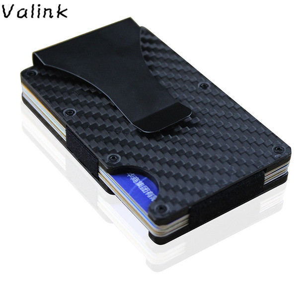 2018 New Fashion Slim Carbon Fiber Card Holder Non-scan Metal Wallet Purse Male Carteira Masculina Billetera