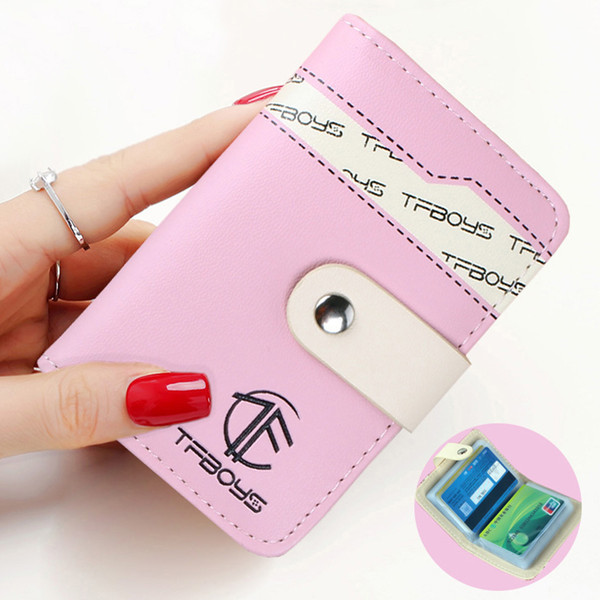 24 Cards Holder Women Wallet Hasp Buckle Business Credit Bank Id Card Case Holders Pu Leather Girls Purse Bag