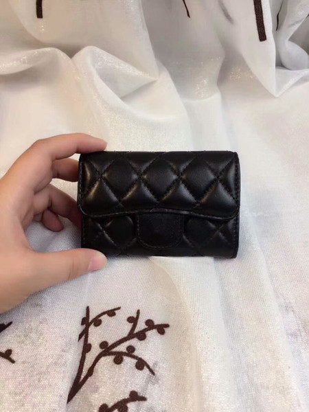 New European American fashion lambskin black vintage caviar diamond lattice hasp card holders wallets mini business card bag