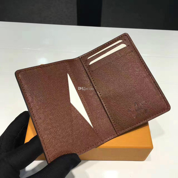 Excellent Quality Pocket Organiser NM damier graphite M60502 mens Real leather wallets card holder N63145 N63144 purse id wallet bifold bags