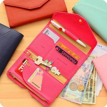 multi-function PU leather purse envelope triple fold travel passport wallet package Rfid Blocking cover card holder clutch z303