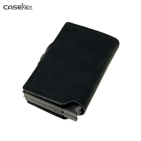 CaseKey Anti-theft Metal Men's Holder Aluminium RFID Blocking Wallet Men Mini Wallet Double Box Holder