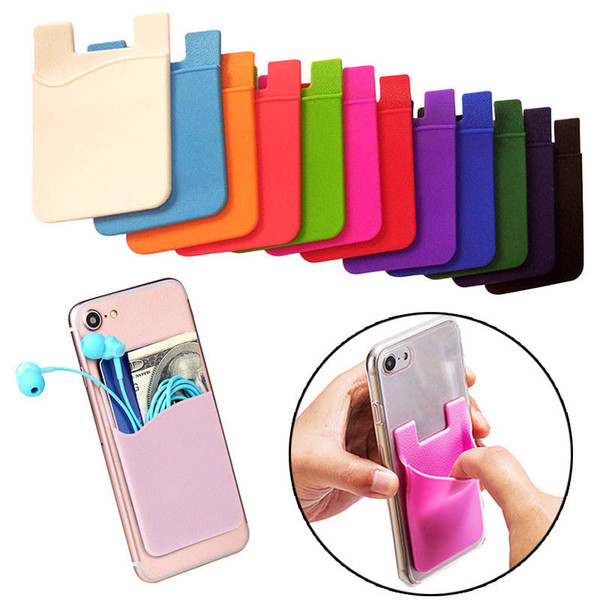 Silicone Card Holder for Phone Pocket Sticker Cell Phone Wallet Case Credit ID Card Holder Pocket Stick On 3M Adhesive AAA992