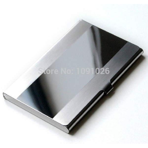 Wholesale-2015 Free Shipping!Waterproof Stainless Steel Silver Aluminium Metal Case Box Business ID  Holder Case Cover