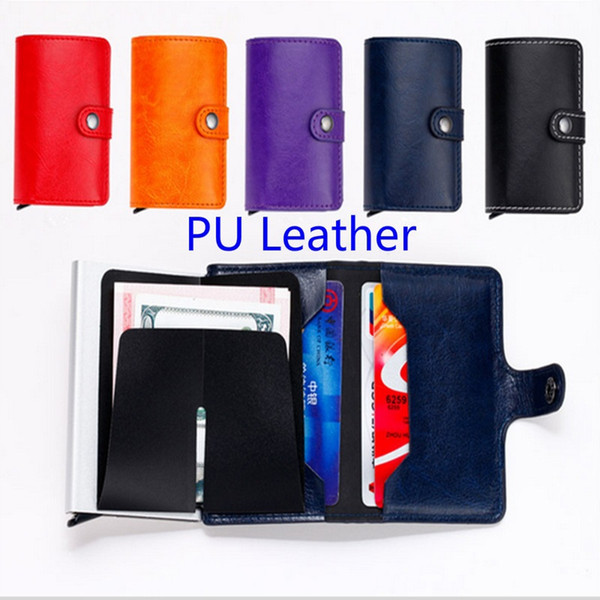 wholesale Genuine Leather Wallet Card Holder Antitheft Men Wallets Slim RFID Credit Card Case 6 colors freeshipping