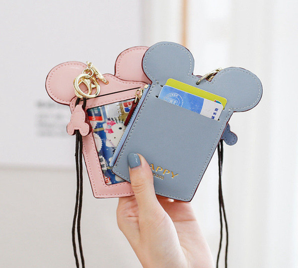 Cartoon Bus Card ID Holders Women Credit Card Case PU Leather Coin Purse Multifunction Student Bag DDA223