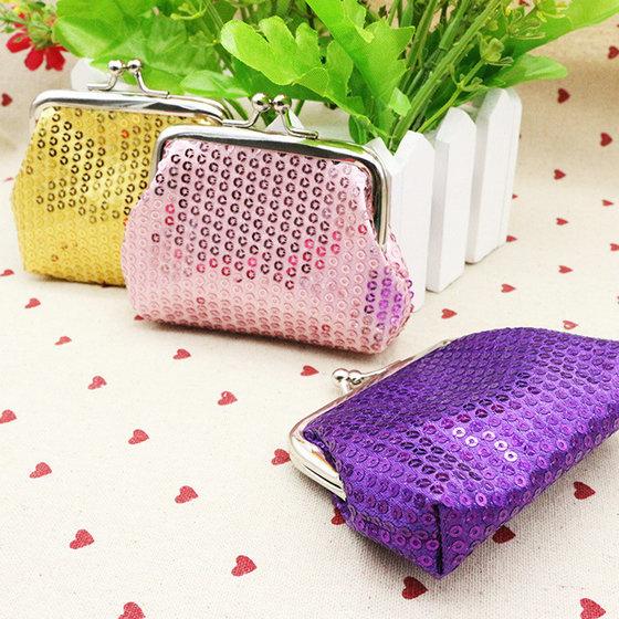 100pcs Fashion Hot Vintage mini women girl paillette sequin coin purse key holder wallet hasp small change bag clutch handbag Xmas gift