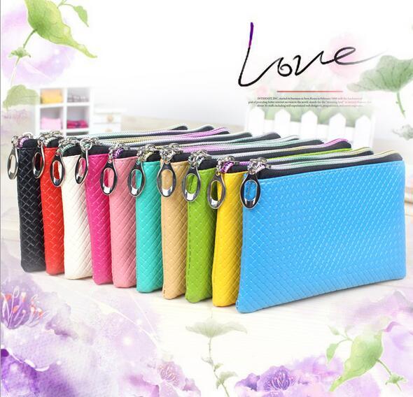 100PC New Fashion Pu Leather Coin Purse Women Wallet Daily Storage Change Purse Plaid Clutch Drop shipping Ladies Handbag Free shippng