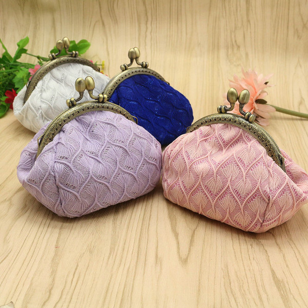 5pcs New Fashion handmade weave clutch coin purse key holder wallet hasp small coin change gifts bag jewelry pouch xmas present handbag