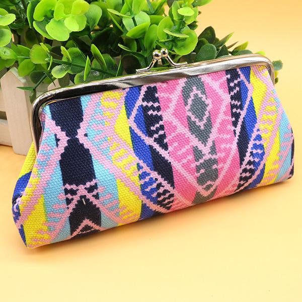 5pcs Hot selling stripe canvas wallet coin purse key holder hasp small coin change gifts bag clutch xmas present handbag cell phone case