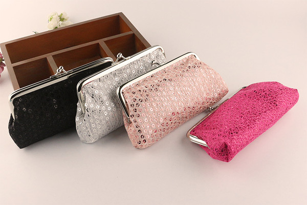 12pcs Vintage mini women girl paillette sequin coin purse key holder wallet hasp small gifts bag clutch handbag phone case Xmas gift