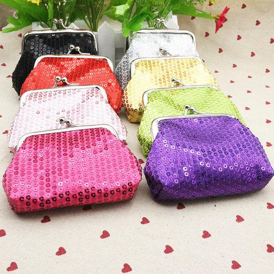 50pcs Fashion Hot Vintage mini women girl paillette sequin coin purse key holder wallet hasp small change bag clutch handbag Xmas gift