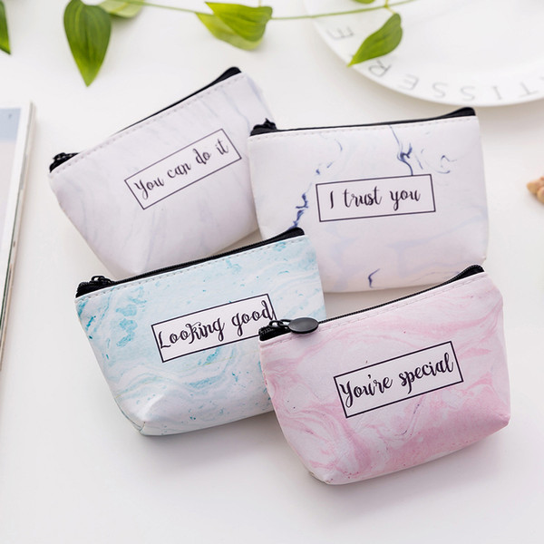 New Fashion Marble Mini Wallets Coin Purses Change Bags Key Holders Casual Woman PU Leather Earphone Storage Organizer Bags Handbag Pocket