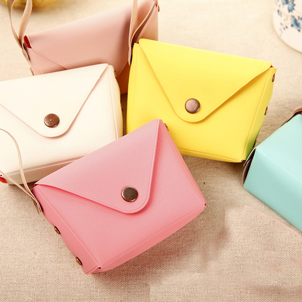 14PCS/lot New Fashion Ladies Jelly Color Coin Bags Cute PU Leather High Quality Credit Card Holders Zero Purses Mini Wallets