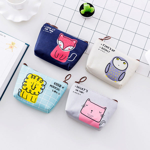 Cartoon Animal Mini Wallets Coin Purses 600D Oxford Cloth Zipper Cute Morning Greetings Key Holders Change Bag Pocket Handbag Free Shipping