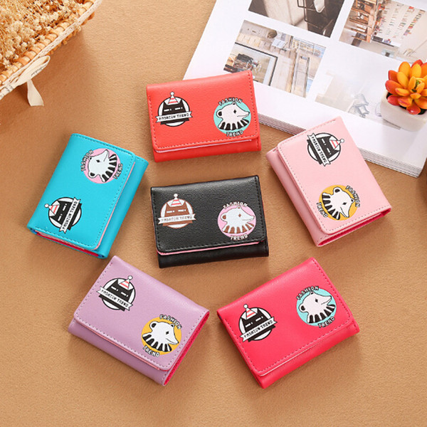 Cute Ladies Coin Purses Mini Wallets Cartoon Pattern PU Leather Short Style Card Holders Money Bags High Quality