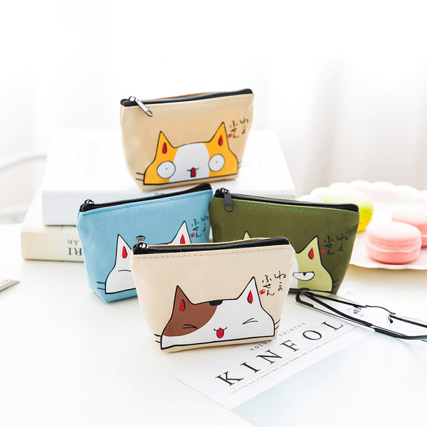 Catoon Cats Zipper Oxford Cloth Coin Purses Mini Wallets Key Holders High Quality Portable Fashion Change Bag Pocket Organzier Handbag