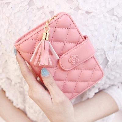 New Fashion Ladies Coin Purses Mini Wallets Short Style PU Leather Rose Floral Pattern Tassel Money Bags