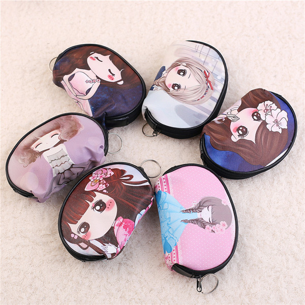 Cartoon Cute Girl Coin Purses Mini Wallets Key Holders Fashion Casual Zipper Canvas Change Bags Pocket Handbag Free Shipping Hot Wholesale !