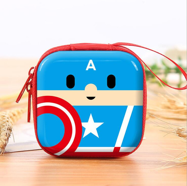 Kawaii Cartoon Silicone Coin Purse Super Hero Captain America Anime Coin Bag Mini Wallets Headset Zipper Holder Gift Kids Wallet