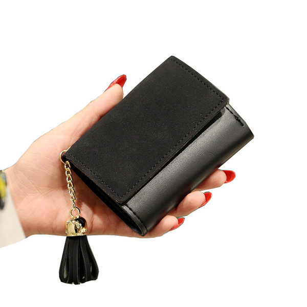 High Quality PU Leather Short Women Wallet Fashion Girls Change Clasp Purse Money Coin Card Holders Tassel Wallets cartera mujer