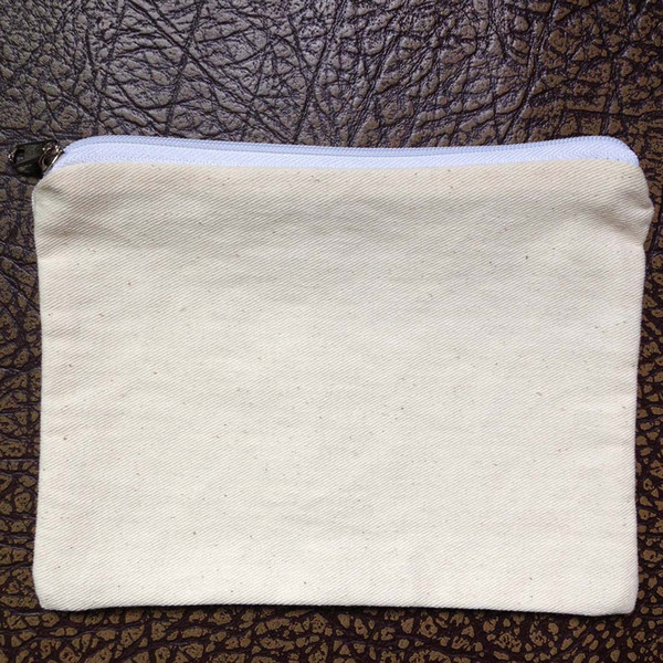 (120pcs/lot)plain natural light ivory blank cotton twill zip pouch for DIY print/paint 5*7in mini cotton coin purse small cotton bag