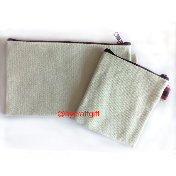 DIY Cream White canvas Makeup bags coin purses Lot blank plain cotton small cosmetic zipper bag Fashion wallets pencil cases mobile pouches