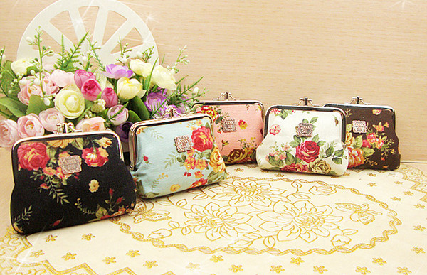 Explosion Models Classic Retro Style Garden Cloth Small Fresh Purse Lady Canvas Creative Cute Shell Mouth Gold Package