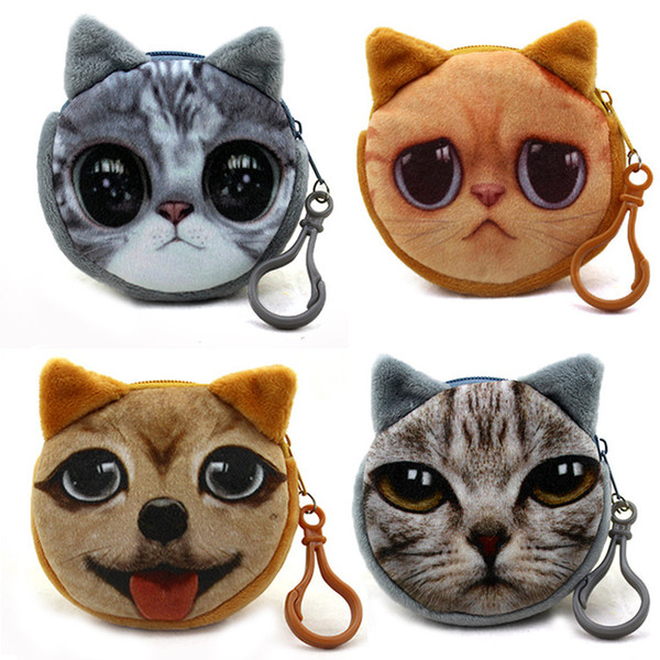 Fashion Classic Cartoon Animal Coin Purse 3D Printing Simulation Kitten Cute Comet People Wang Xingren Buckle Plush