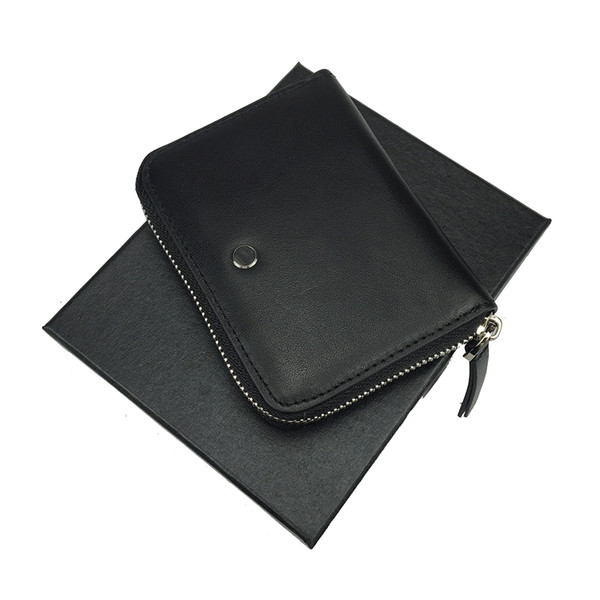 New hot luxury men's leather black zipper bag multi-card slot ID business wallet credit card gift free shipping with box