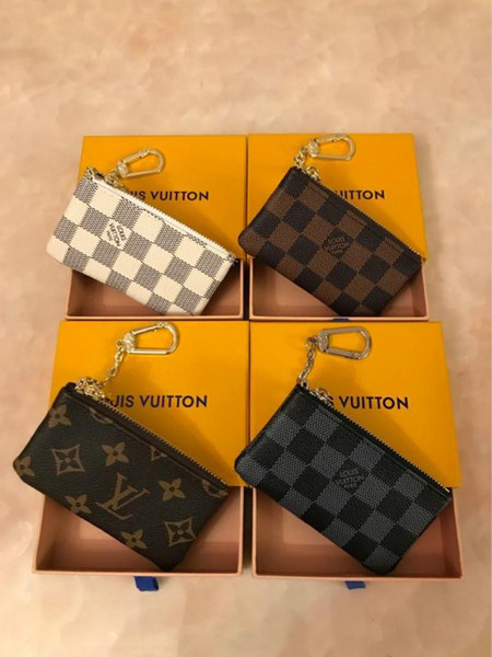 New 2019 Luxury coin pouch men women lady leather coin purse key wallet mini wallet with orange box9