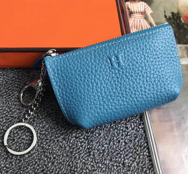 7 Color Lady Zipper Coin Wallet Paris Style Designer Famous Unisex Coin Purses Real Leather Wallets Men Women Mini Key Wallets With Box