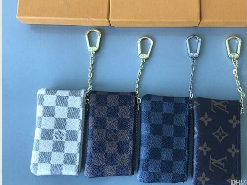 4-color KEY POUCH Damier leather grip with high-quality famous classic ladies keychain coin bag small leather key wallet NO BOX#7