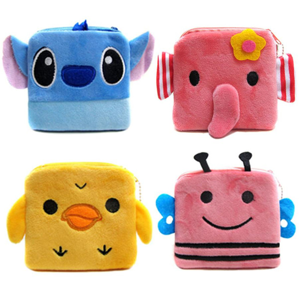 Wholesale- 2017 Casual Design Cartoon Zipper Coin Wallets Lovely Plush Gift Female Mini Storage Bags Women Purses