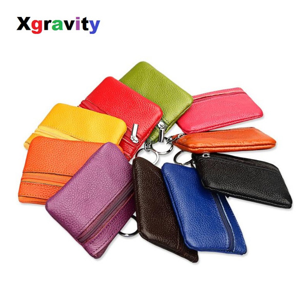 Xgravity Genuine Leather Women Clutch Bag High Quality Leather Coin Purses Bags Ladies Pure Color Small Female Flap Wallets H068