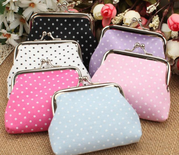 Free shipping High quality Linen dot coin purse Women fashion coin purse lovely girl coins purse wallet